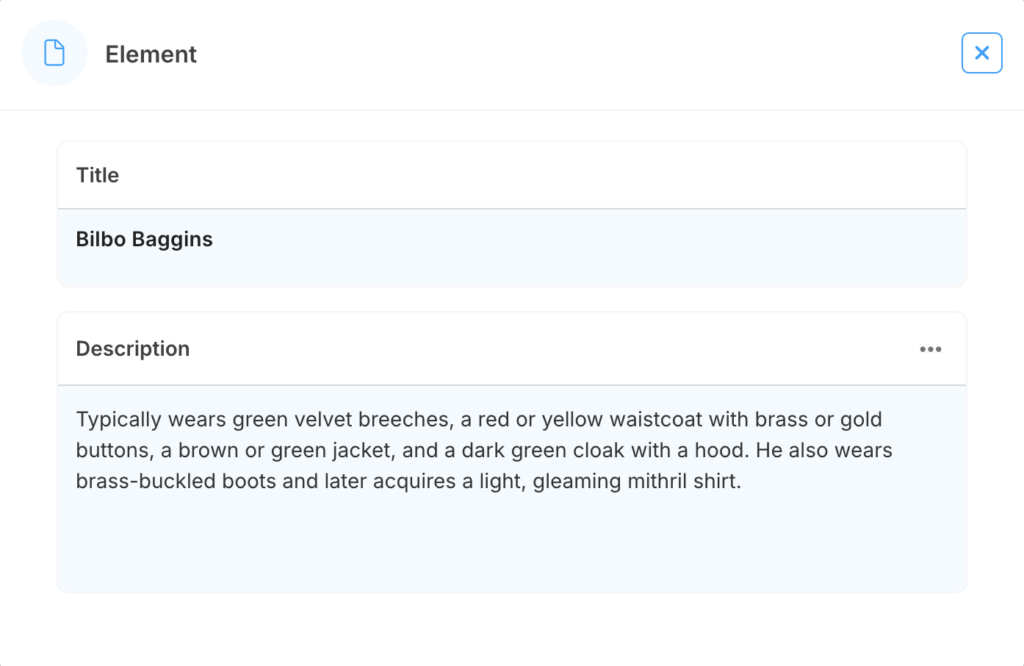 A character description on LivingWriter